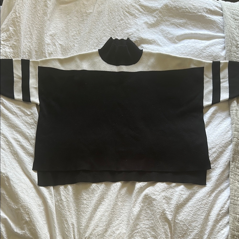 French Connection Black and White Turtleneck Sweater